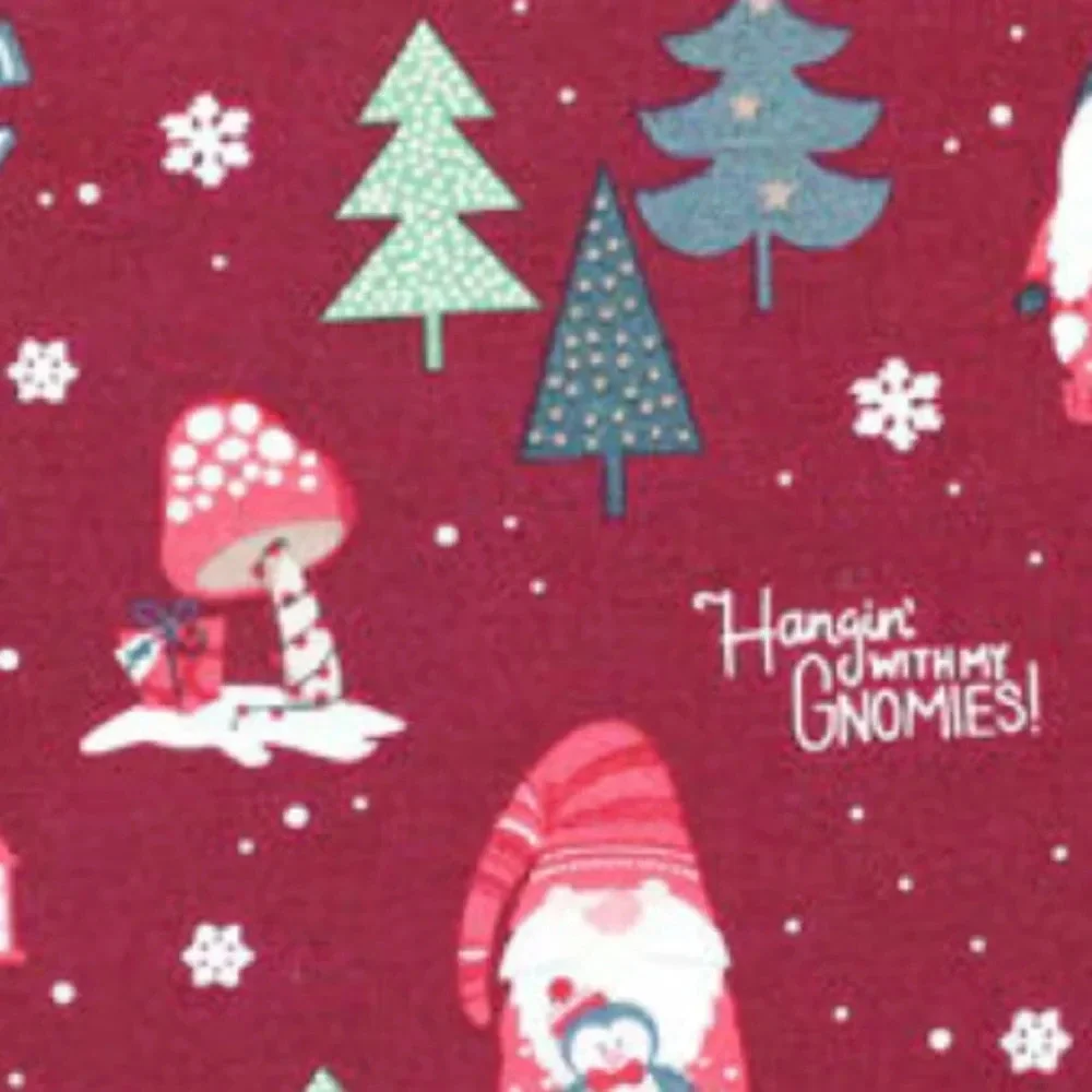 Hangin' With My Gnomies Christmas Cotton Fabric, Pre-Cut Cotton Fabric, NWT